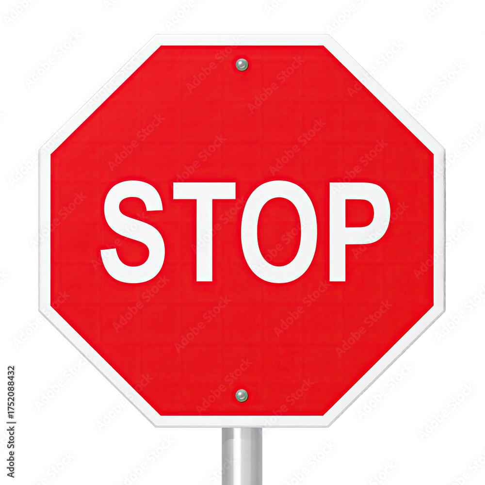 Obraz premium Red octagonal stop sign isolated on a black background