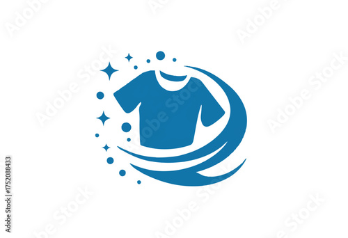 Clean Laundry Logo Design with T Shirt and Sparkling Water Illustration Symbolizing Freshness and Purity