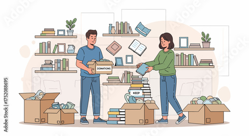 Decluttering Books From Home For Donations And Storage Concepts