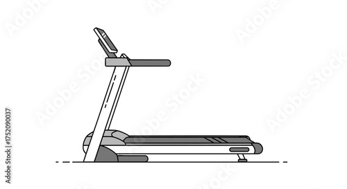 Modern treadmill fitness equipment, gym running machine with digital panel, cardio workout device for home and professional gym exercise and training, aerobic fitness concept