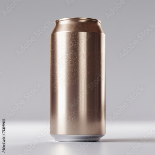 
3D render of soda can mockup, metallic texture, isolated on white background, realistic lighting
