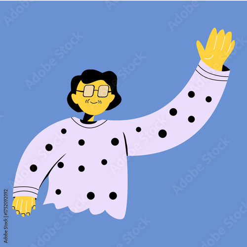 Grandmother waving and smiling vector illustration