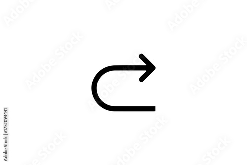 Curved Right Arrow Indicating Forward Navigation or Repeat Action. Isolated 64x64 Vector Icon.