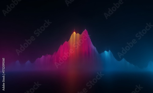 Colorful mountain range in the background of a dark blue sky