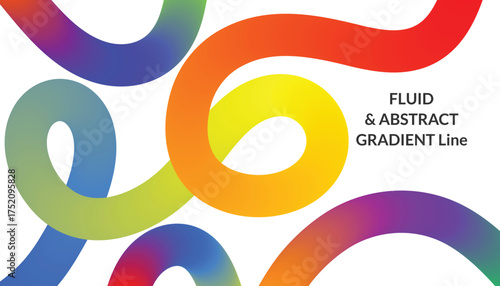 Vibrant abstract gradient swirls and curves on a white background with text