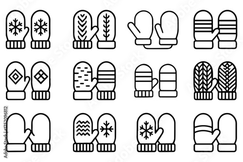 Web Various glove and mitten styles illustration