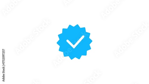 Blue verified social media badge icon with clean animation motion. A checkmark symbol for authenticated profiles and user trust on digital platforms, viber.