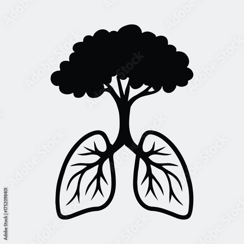 Silhouette tree growing from lungs health concept vector illustration