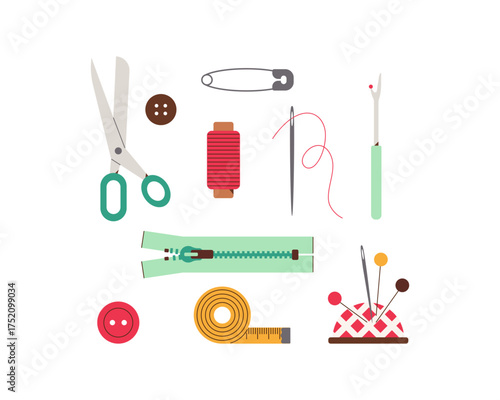 Sewing kit. Vector color image.