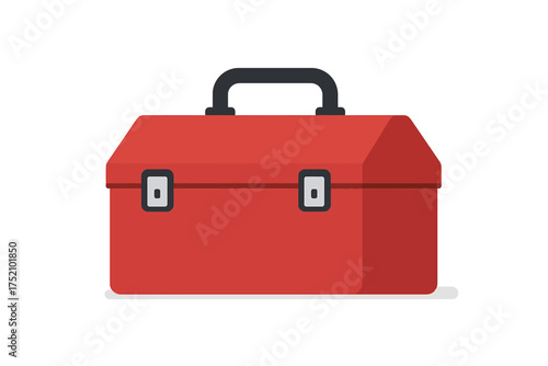 Vector Illustration of a Red Toolbox with Handle