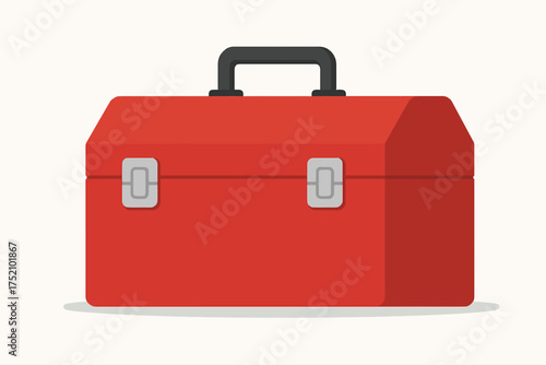Vector Illustration of a Red Toolbox with Handle