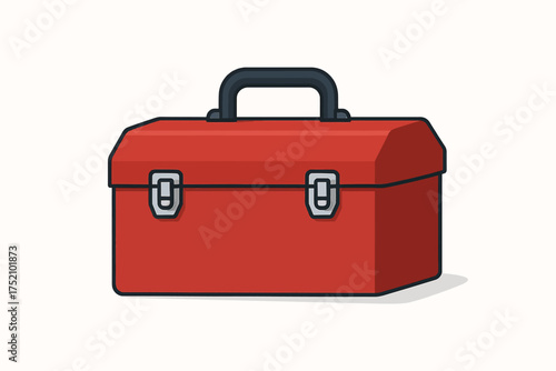 Vector Illustration of a Red Toolbox with Handle
