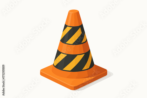 Vector Illustration of a Safety Cone with Bold Caution Stripes