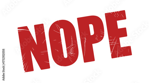 Vector art of red nope text stamp for design element