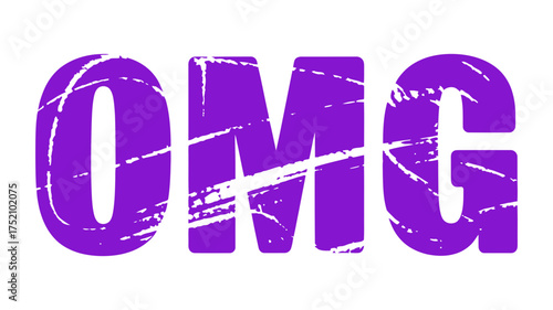 Vector art of purple omg text stamp for design element