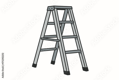Stepladder Isolated: A simple, sturdy stepladder, ready for action or service, is meticulously presented against a clean backdrop. It's a versatile tool, reflecting upward mobility and progress.
