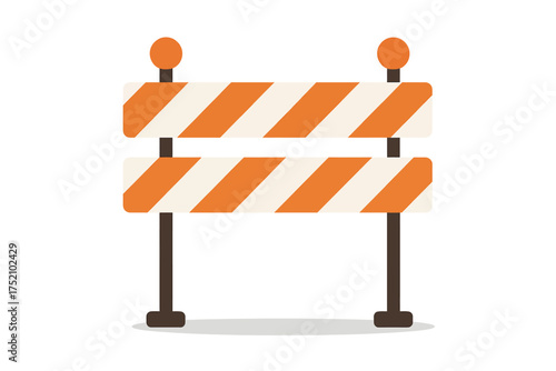 Road Barrier Icon: A simple, graphic representation of a road barrier, complete with orange and white stripes, and top lights indicating a construction zone ahead.