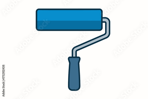 Artisan's Touch: A minimalist vector art showcases a blue paint roller, essential for renovation or artistic expression, suggesting ideas of fresh start. 