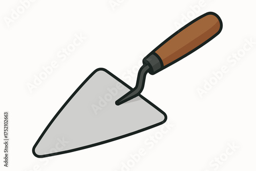 Masonry Trowel Vector Icon with Wooden Handle