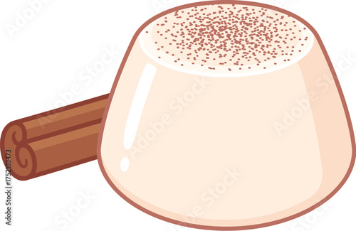 Tembleque, traditional coconut dessert pudding from Puerto Rico. Blancmange, manjar blanco, panna cotta, vanilla jello with cinnamon. Vector clip art illustration.