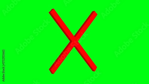 Seamless 3D Black X Icon Spin | Loopable Motion Graphic