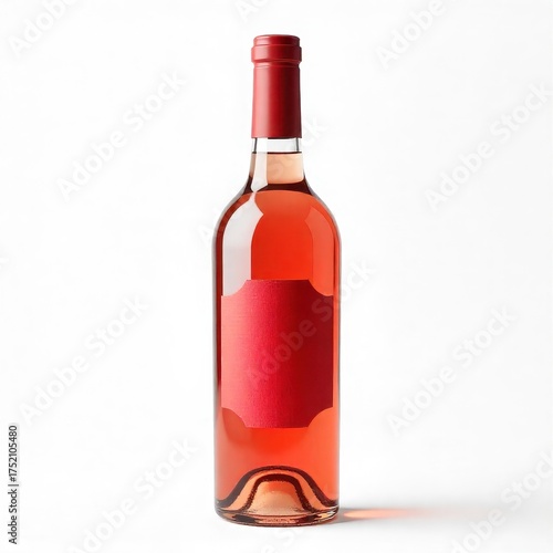 3D render of glass wine bottle mockup, realistic details, isolated on white background
