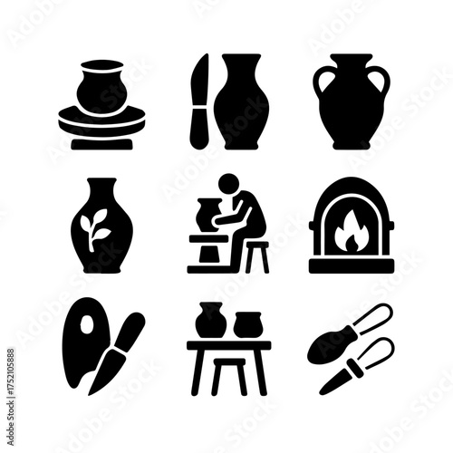 set of outline icons potter vector on a white background
set of 9 line icons, vector, on a white background