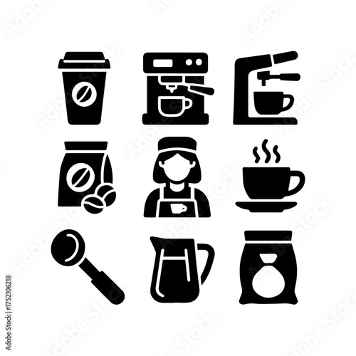 set of outline icons barista vector on a white background
set of 9 line icons, vector, on a white background