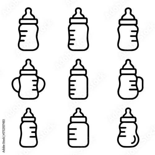 set of outline icons baby bottles vector on a white background
set of 9 line icons, vector, on a white background