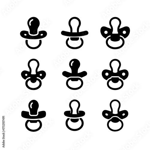 set of outline icons baby pacifiers vector on a white background
set of 9 line icons, vector, on a white background