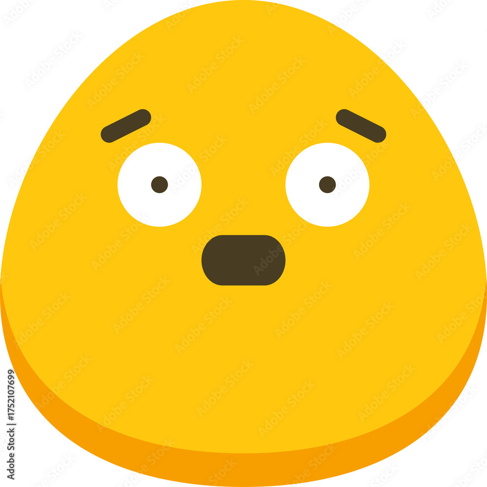 Fototapeta premium Yellow Blob Character With Wide Eyes And Open Mouth Expressing Shock Or Surprise On Transparent Background Flat Design