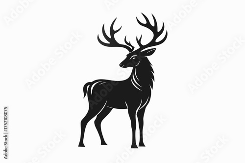 Deer silhouette vector illustration of a wild stag with antlers