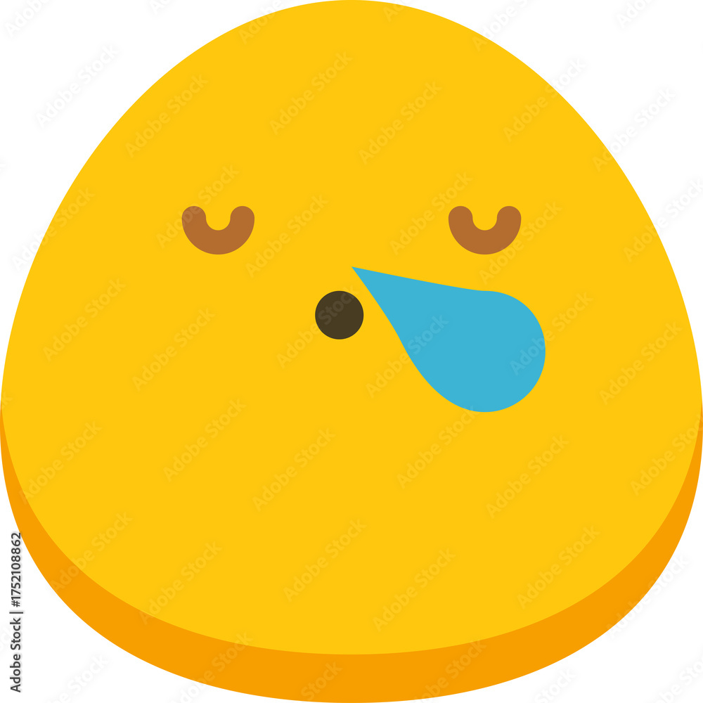 Fototapeta premium Yellow Blob Character Sleeping With Drool And Closed Eyes Transparent Background