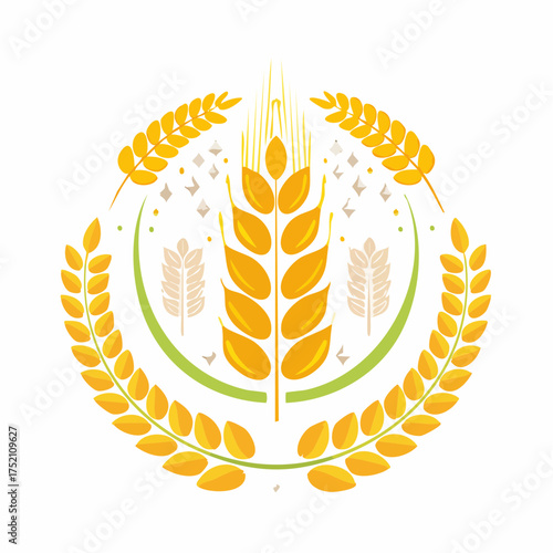 Harvest Grain Wreath Emblem - Symbol of Abundance and Agricultural Excellence