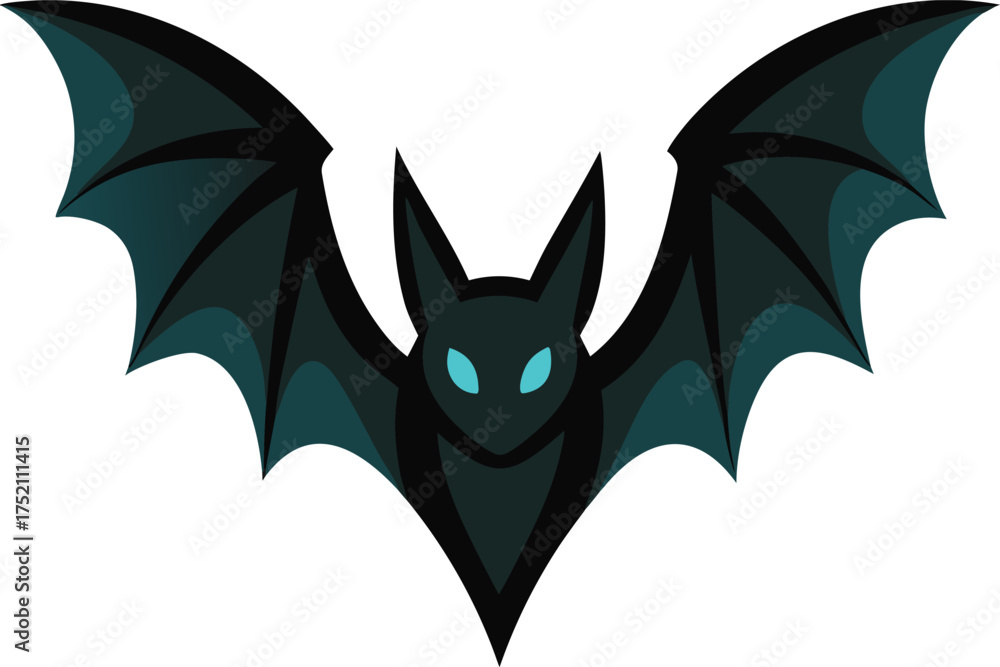 Obraz premium Illustration of a bat with glowing blue eyes, perfect for halloween designs, spooky themes, or fantasyrelated projects, adding a touch of mystery and darkness