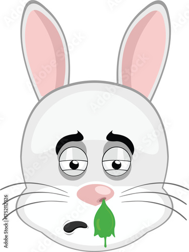 vector illustration emoticon character face rabbit rodent animal pale with flu symptoms and mucus falling from the nose