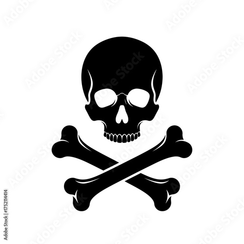 Black skull and crossbones symbol representing danger and warning of poison.