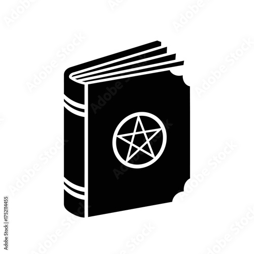 Mystical Grimoire with Pentagram Symbol.