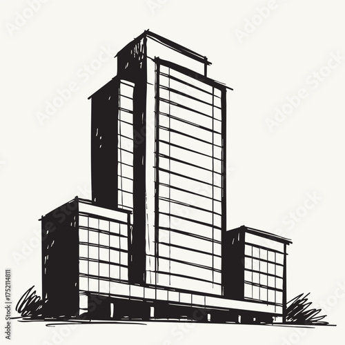 High rise building sketch. Architecture doodles