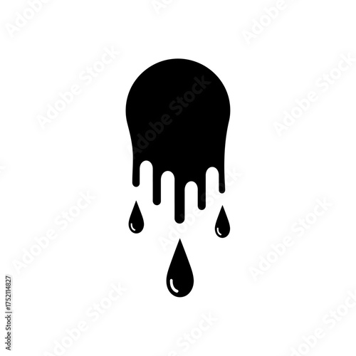 Black Paint Drip Illustration - Abstract Liquid Droplets Design.