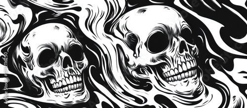Two Skulls in a Swirling Pattern