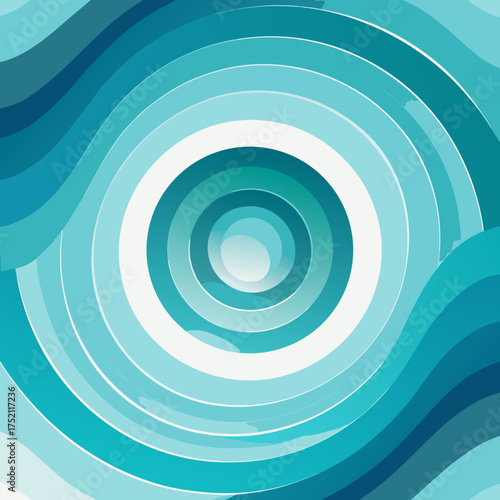Abstract aquamarine pearl white ripple circles vector graphic scalable wallpaper illustration
