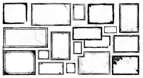 Collection of Rustic and Distressed Blank Frames for Graphic Design Projects and Artistic Layouts