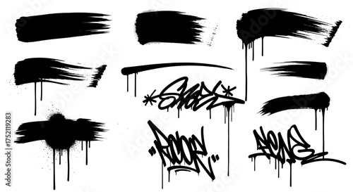 Grunge Brush Strokes and Graffiti Elements Vector Pack
