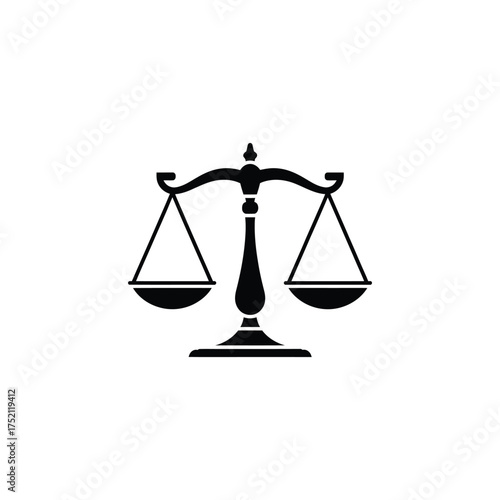 Black Scales of Justice Balance Isolated on Transparent Background Symbol of Law Icon