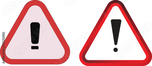 Two red triangular warning signs with black exclamation marks indicating danger and alert vector