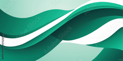 Abstract green wave vector background design with lines and curves