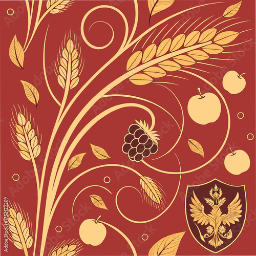 Adobe Illustrator Artwork:  A folk art of Russian Khokhloma Vector art
