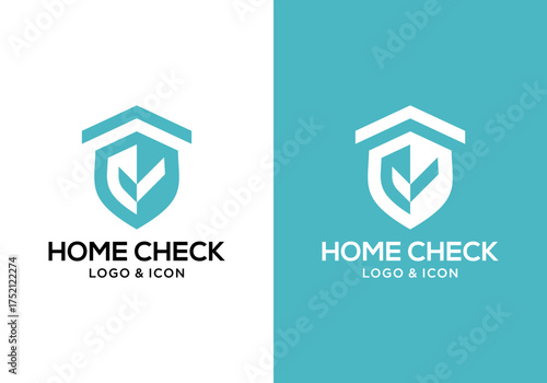 Vector illustration of house logo icon design with shield