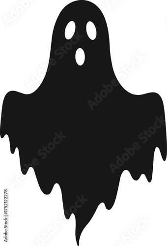 Ghost silhouette illustration, spooky Halloween artwork, scary ghost design, haunted spirit figure, eerie supernatural drawing, creepy phantom graphic, dark horror decoration